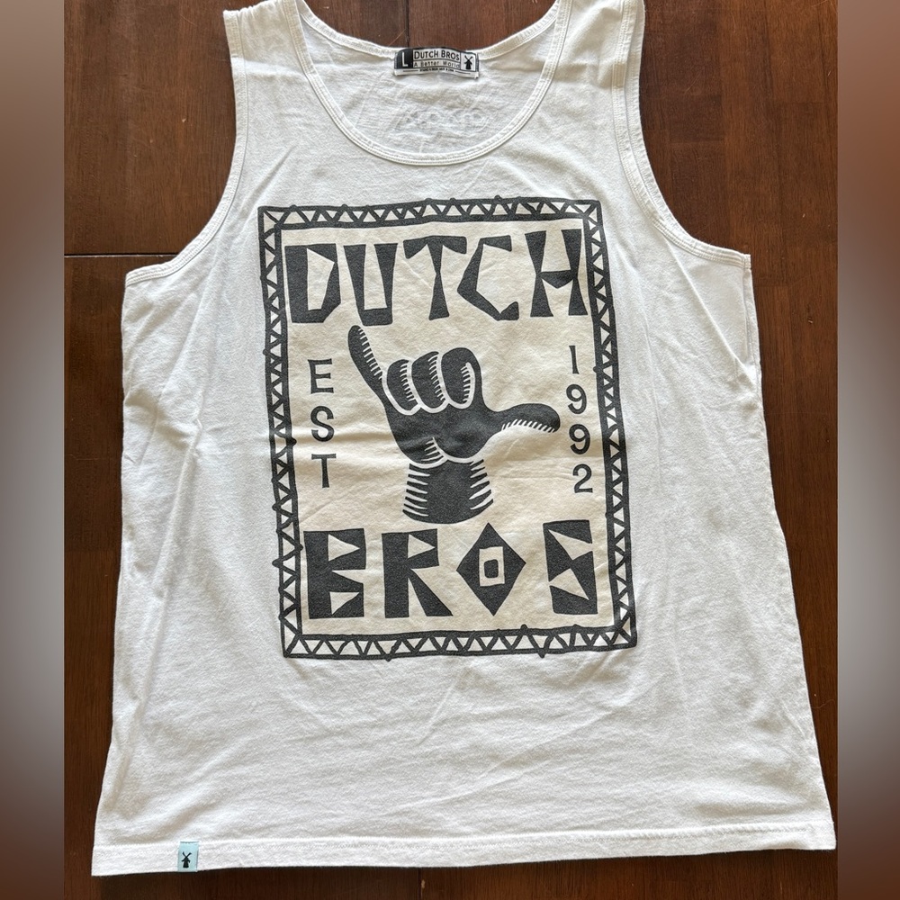 White Dutch Bros Graphic Tank Top